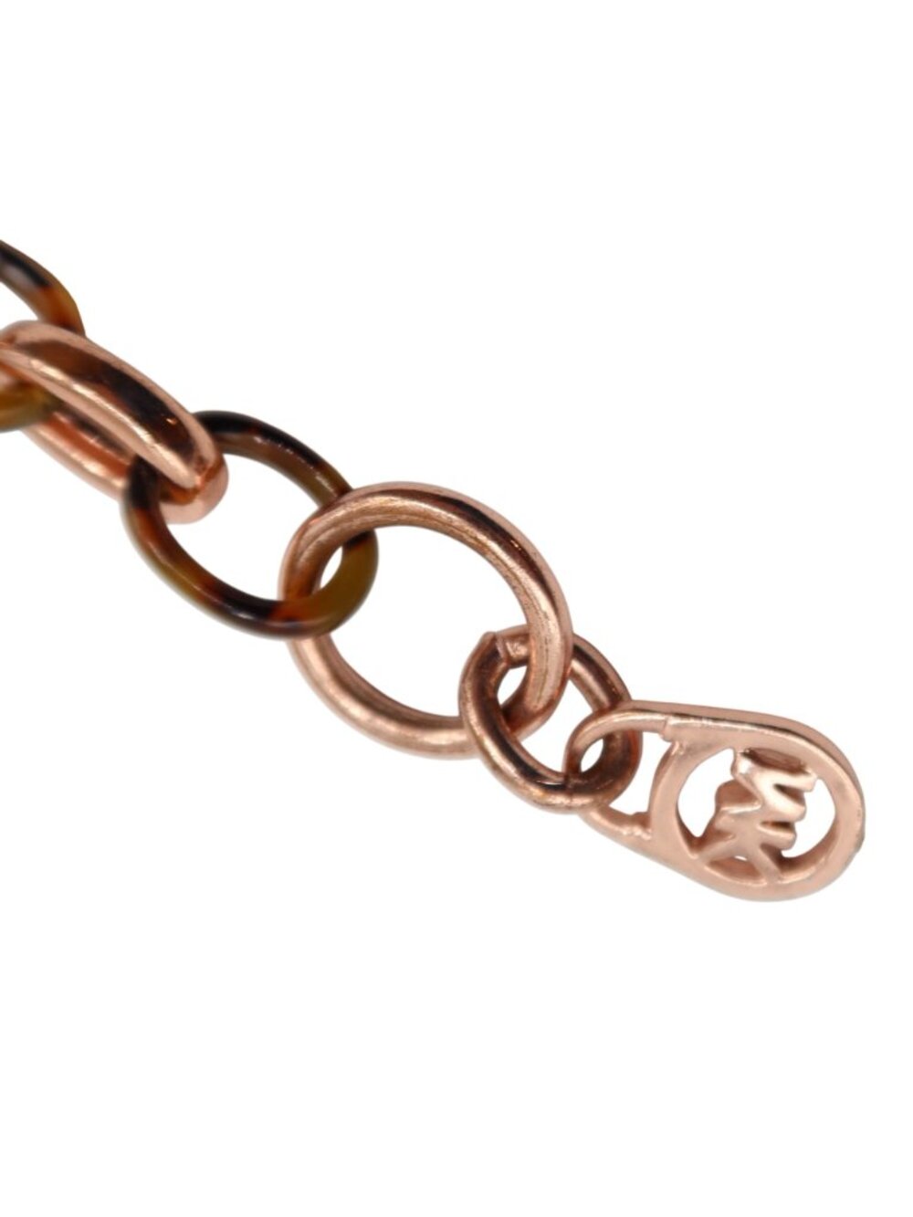 MICHAEL KORS MK Logo Rose Gold Faux Tortoiseshell Chunky Chain Padlock Bracelet - Picture 5 of 8